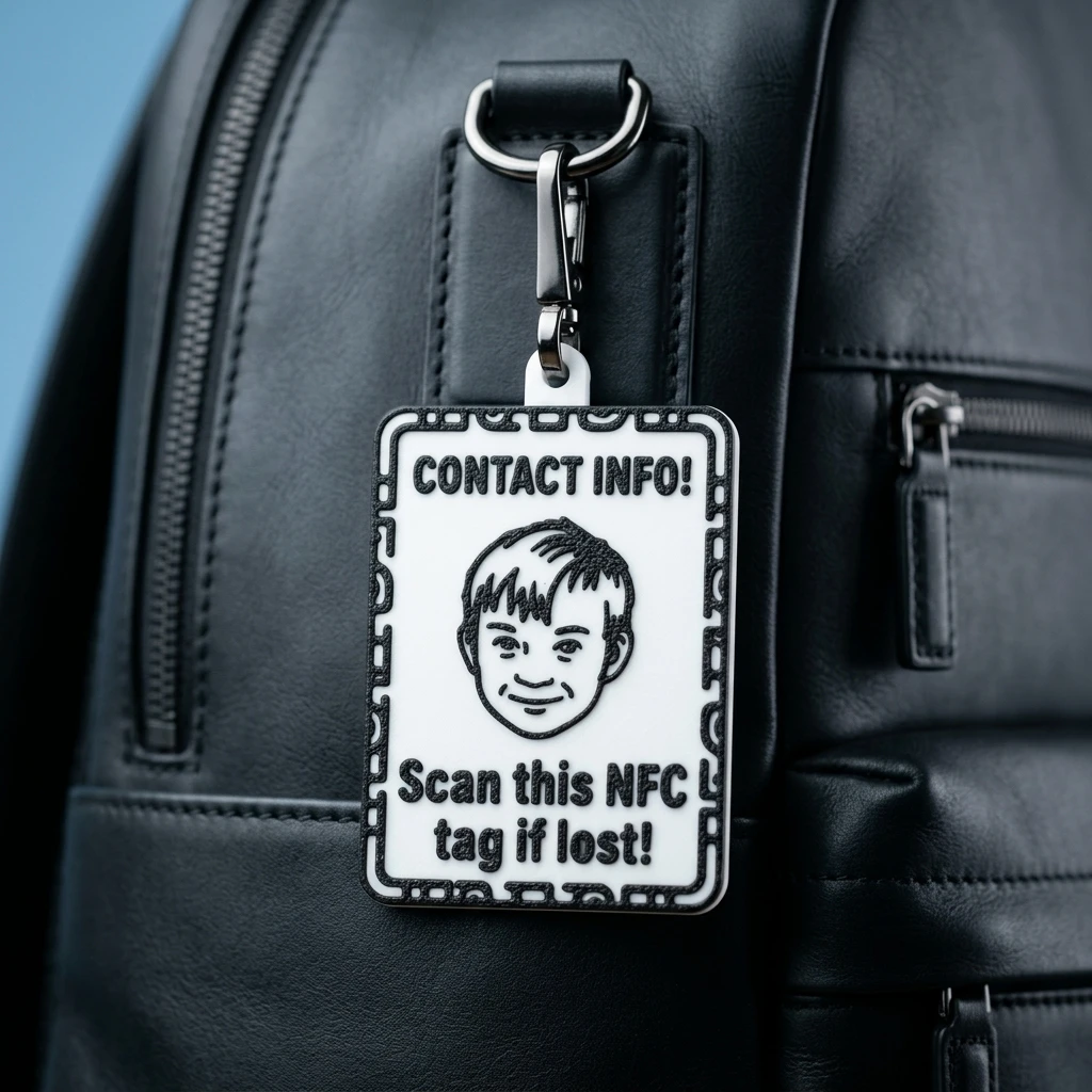 Anti-lost children keychain blank NFC card 504 bytes programmable without key ring double-sided touch scan emergency ID tag