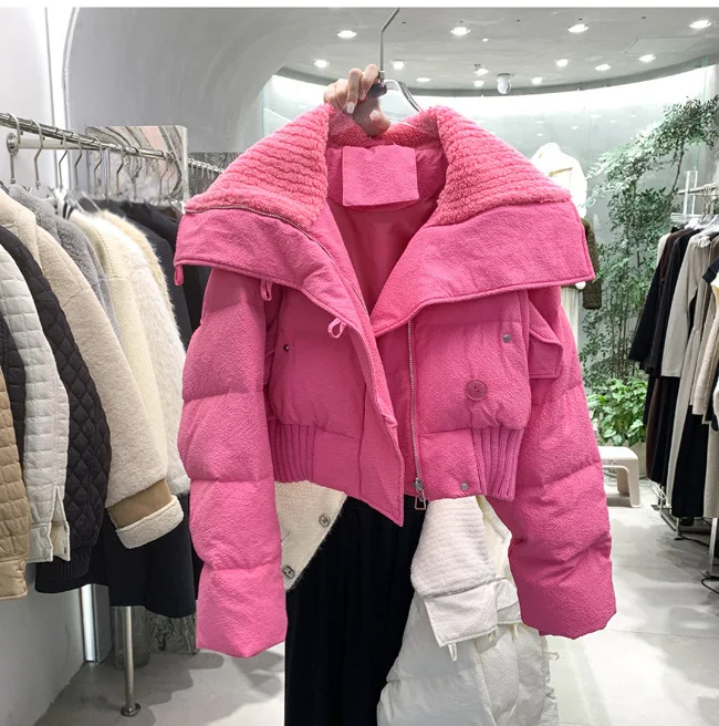 Inverno senhoras curto algodão-acolchoado jaquetas soltas mulheres quentes coreano casual parkas acolchoado para baixo casaco feminino novo turn down collar