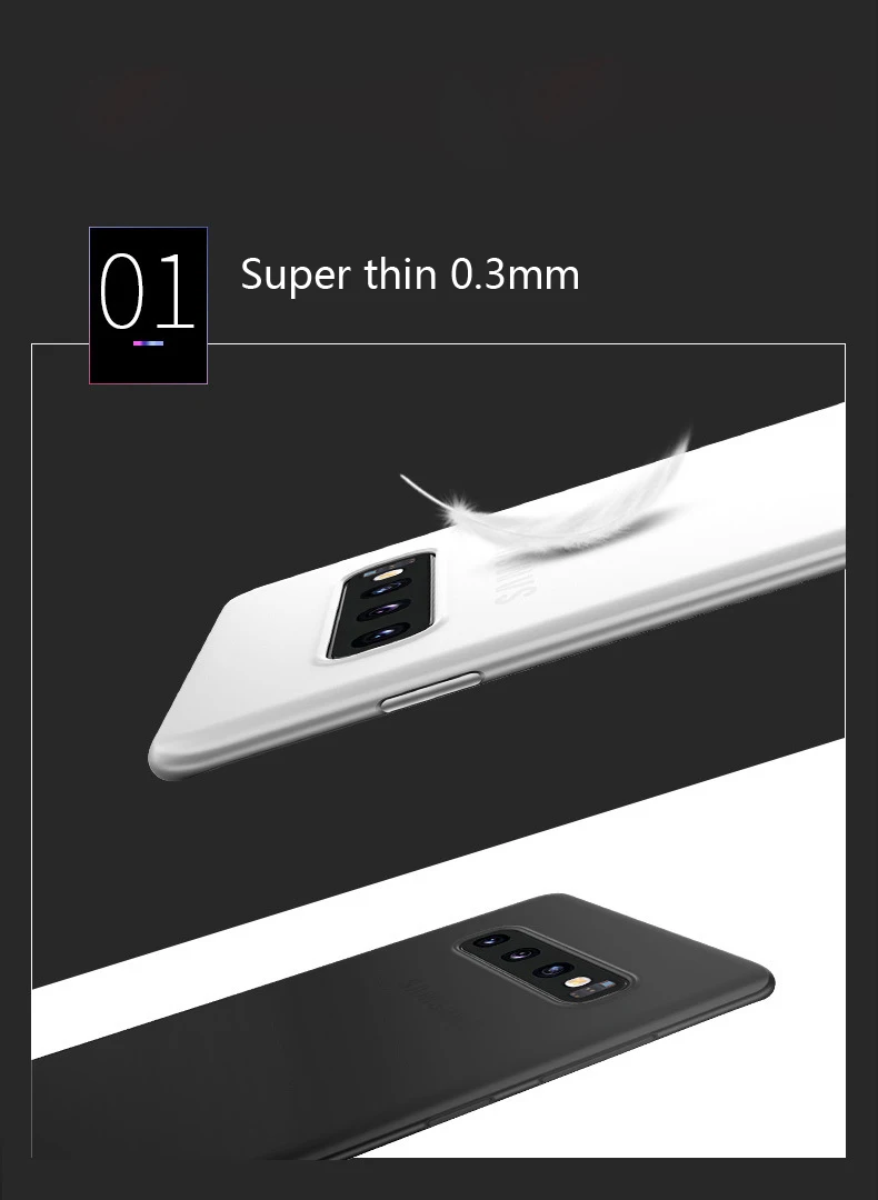 0.3mm Fundas Case for Samsung Galaxy S10E S10 E S10 Plus S8 S9 Plus Note 8 Note 10 Plus Frosted plastic hard back Cover Case
