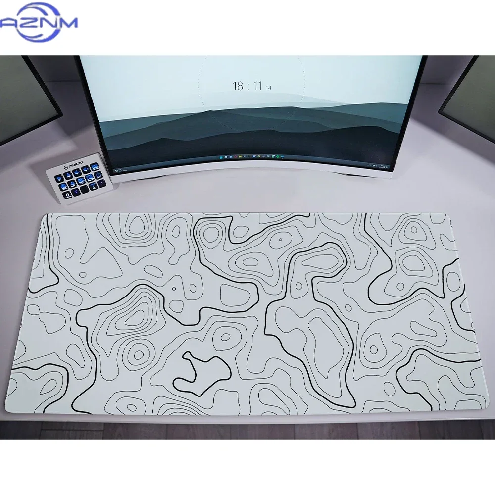 Black Mouse Pad Playmat Laptop White Mouse Pad Stitched Edges Nonslip Rubber Base Machine Washable Speed & Control