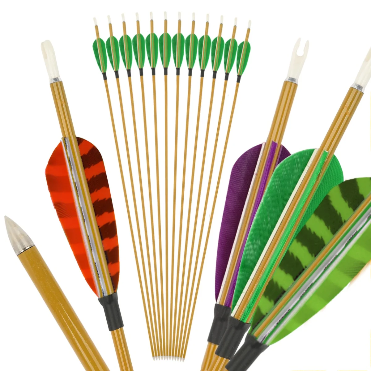

6/12pcs 32inch Carbon Arrows Spine 900 Mixed Carbon Arrow Shaft With Turkey Feathers For Bow Outdoor Sports Shooting Arrows