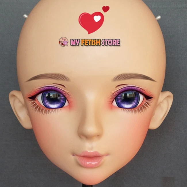 (Shi-03) Vrouwelijke Zoete Meisje Hars Half Hoofd Kigurumi BJD Ogen Crossdress Cosplay Japanse Anime Rol Lolita Masker Met Ogen En Pruik