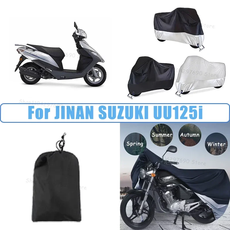 210D Oxford Motorcycle Cover Waterproof All Season UV Protection For JINAN SUZUKI UU125i Anti-Tear Windproof Motorbike Cover