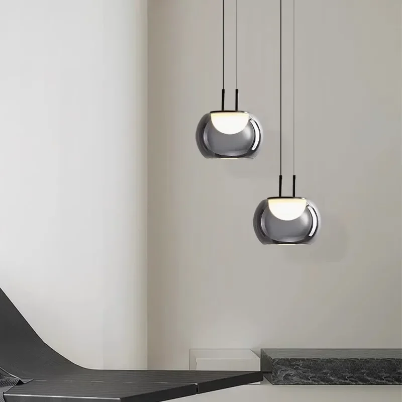 

GHEUVNJ Minimalist restaurant bar pendant light, modern and minimalist living room island design, Nordic bedroom bedside glass
