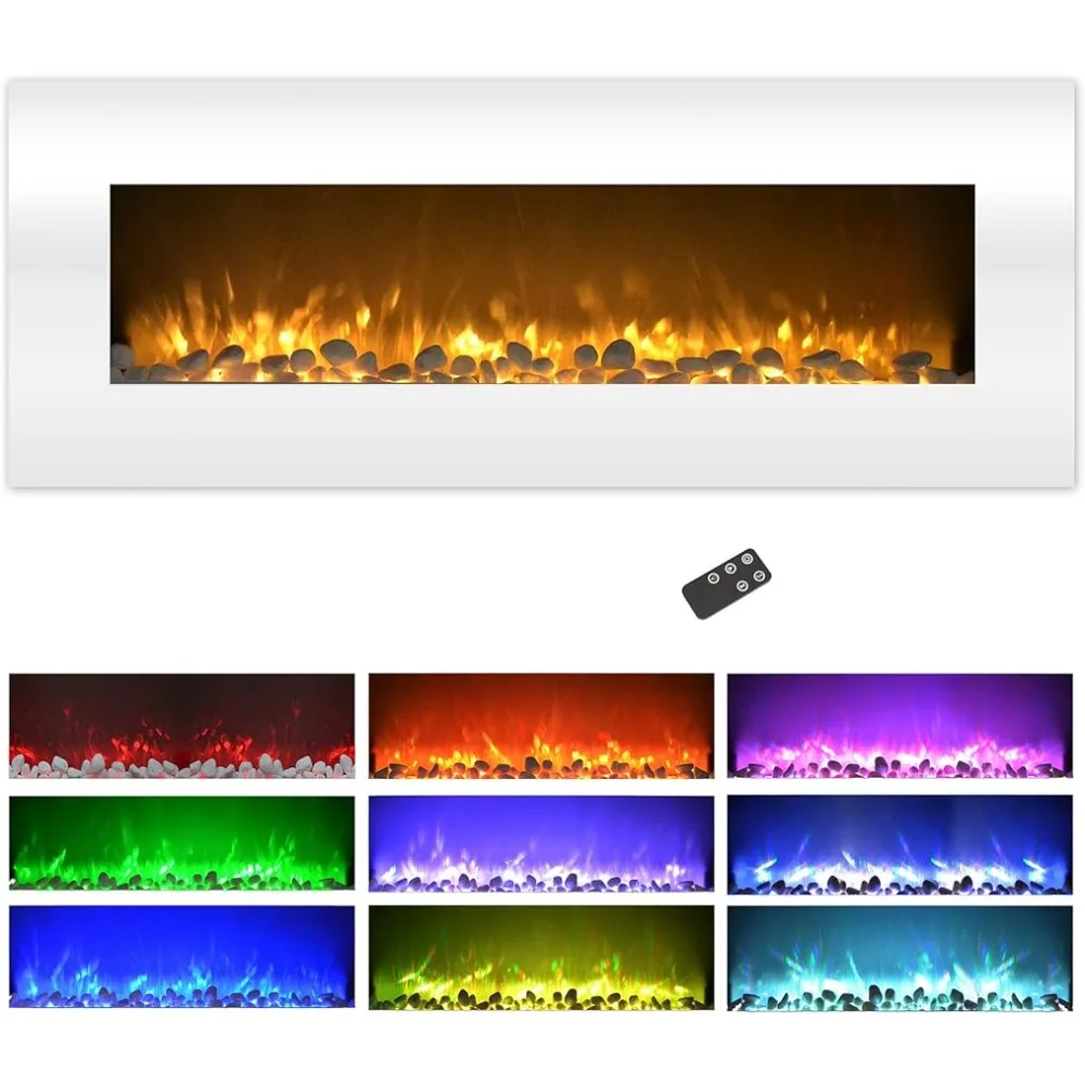 Color Changing LED Flame and Remote Decorative Fireplace Electric Fireplace Wall Mounted Stove 50 Inch Freight Free Heating Home