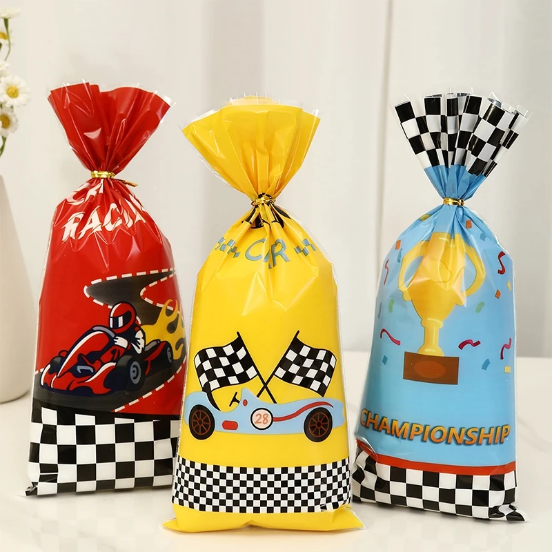 25/50pcs Racing Car Theme Gift Bags, Race Car Party Supplies for Candy Gifts Goodies Treats Boys Birthday Party Favor Candy Bags