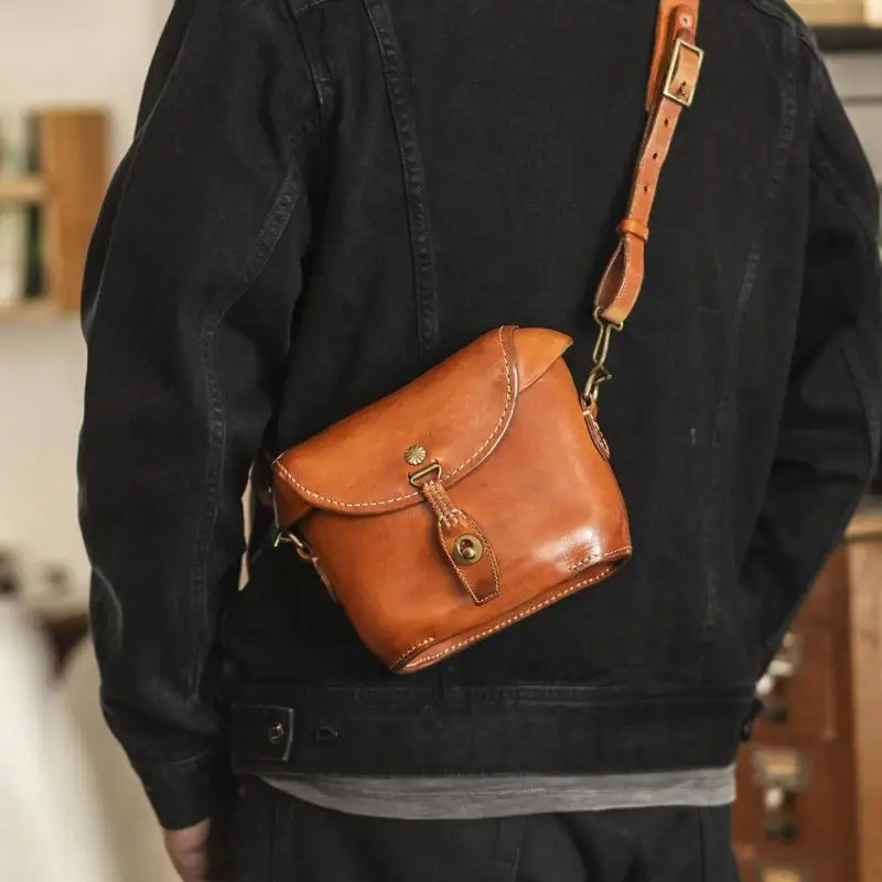 

Organizers designers handmade genuine leather men's shoulder bag fashion outdoor daily high-quality leather phone crossbody bag