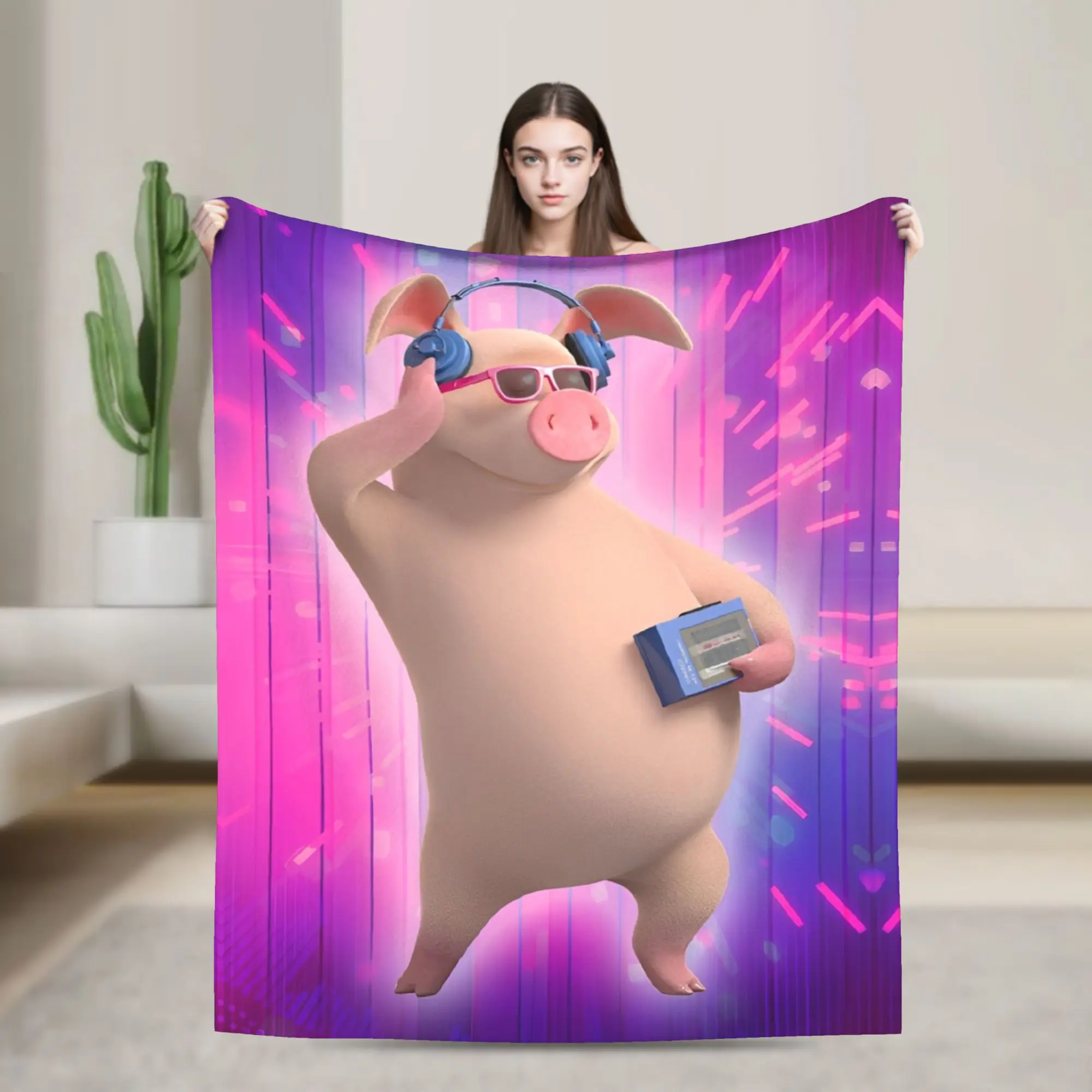 M-Masha And Bear Are you a music lover like Rosie Blankets Fleece Portable Super Soft Throw Blanket for Sofa Couch Bedspread