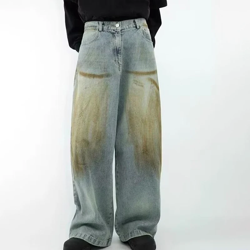 LUZHEN Fashion Color Contrast Gradient Tie-dyed Loose Straight Jeans Men's 2025 New Street High Quality Male Denim Pants JY5850