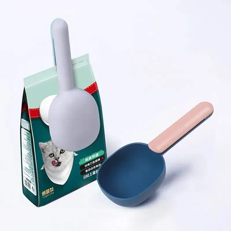 Multifunctional Pet Feeding Spoon with Sealing Clip, Measuring Spoon, Grade Plastic, Cat Food, Dedicated