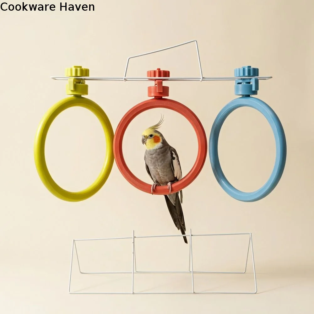 Sturdy Round Rotary Bird Perch Comfortable Grip Quiet Parrot Play Rack Detachable Easy Assemble Rotating Bird Stand Cockatoos