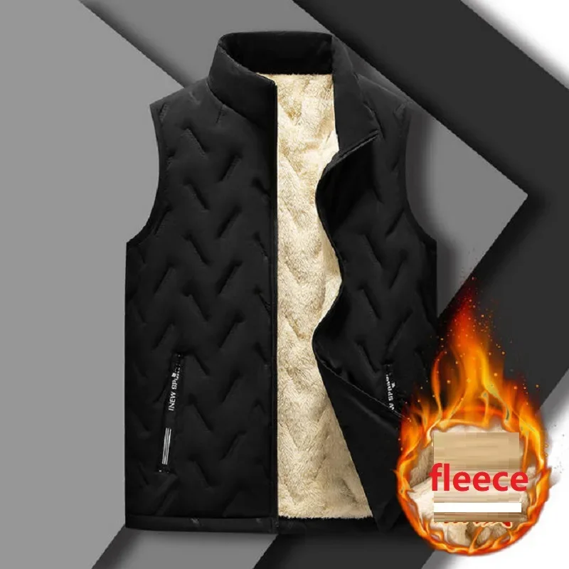 New Lamb Velvet Vest for Men Autumn and Winter Warm Thickened Down Cotton Coat Dad Waistcoat Casual Vest Couple's Jacket