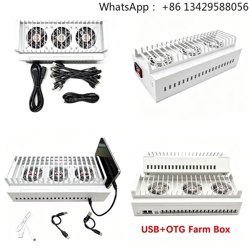 20 Port USB Hub for Mobile Phone Motherboard Box with Batch Synchronization Control Black & White
