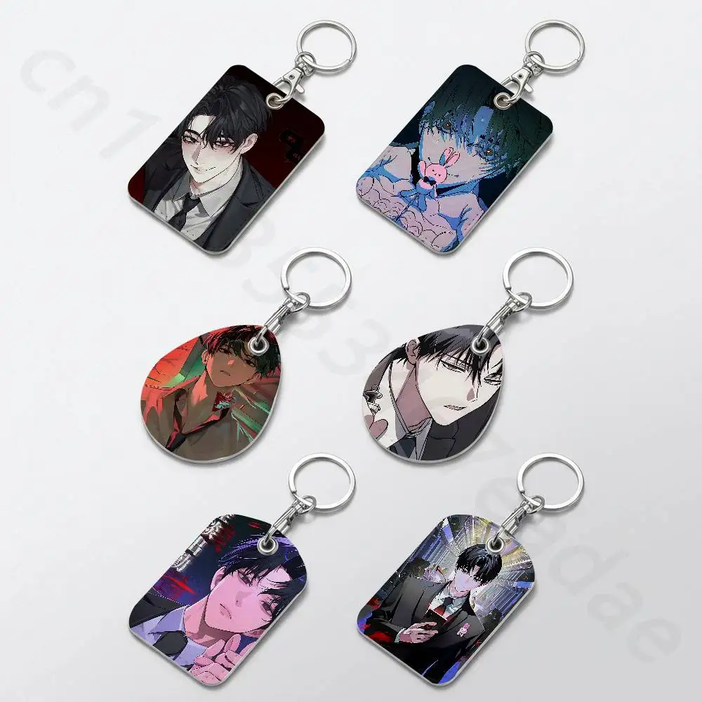 K-Kim S-Soleum Novel GSGW Rectangle Card Case Keychain Access Card Bag Key Tag Ring Leather Card Holder Key Ring Access