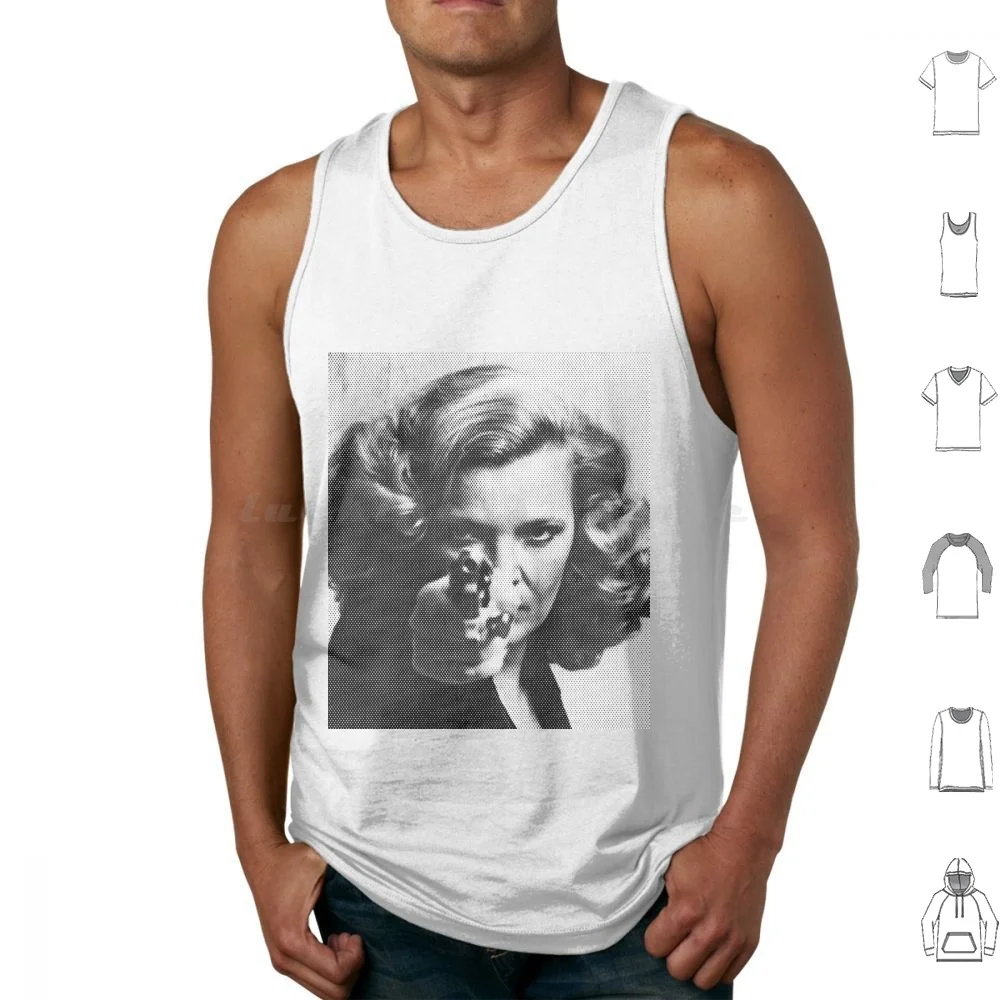 Gena Rowlands Portrait In Black & White Tank Tops Print Cotton Black And White White Linocut Icon Iconic Actress Sexy Retro