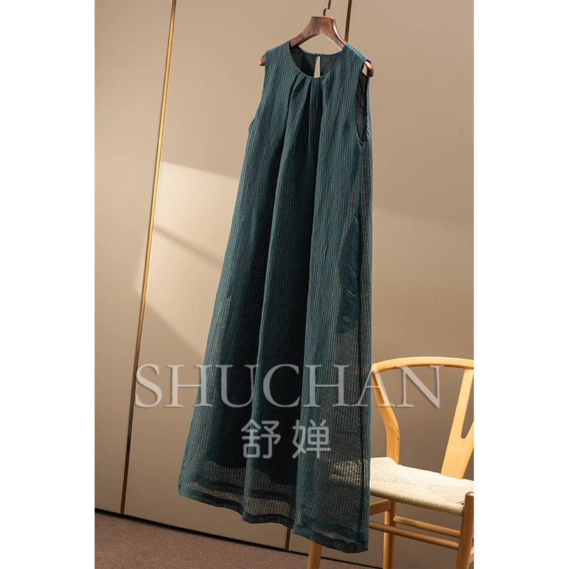 Nowa, subtarna luksusowa sukienka damska typu A, z francuskiego, barwionego w paski, delikatnego, błyszczącego srebrnego lnu, model 71B9, vestidos de fiesta