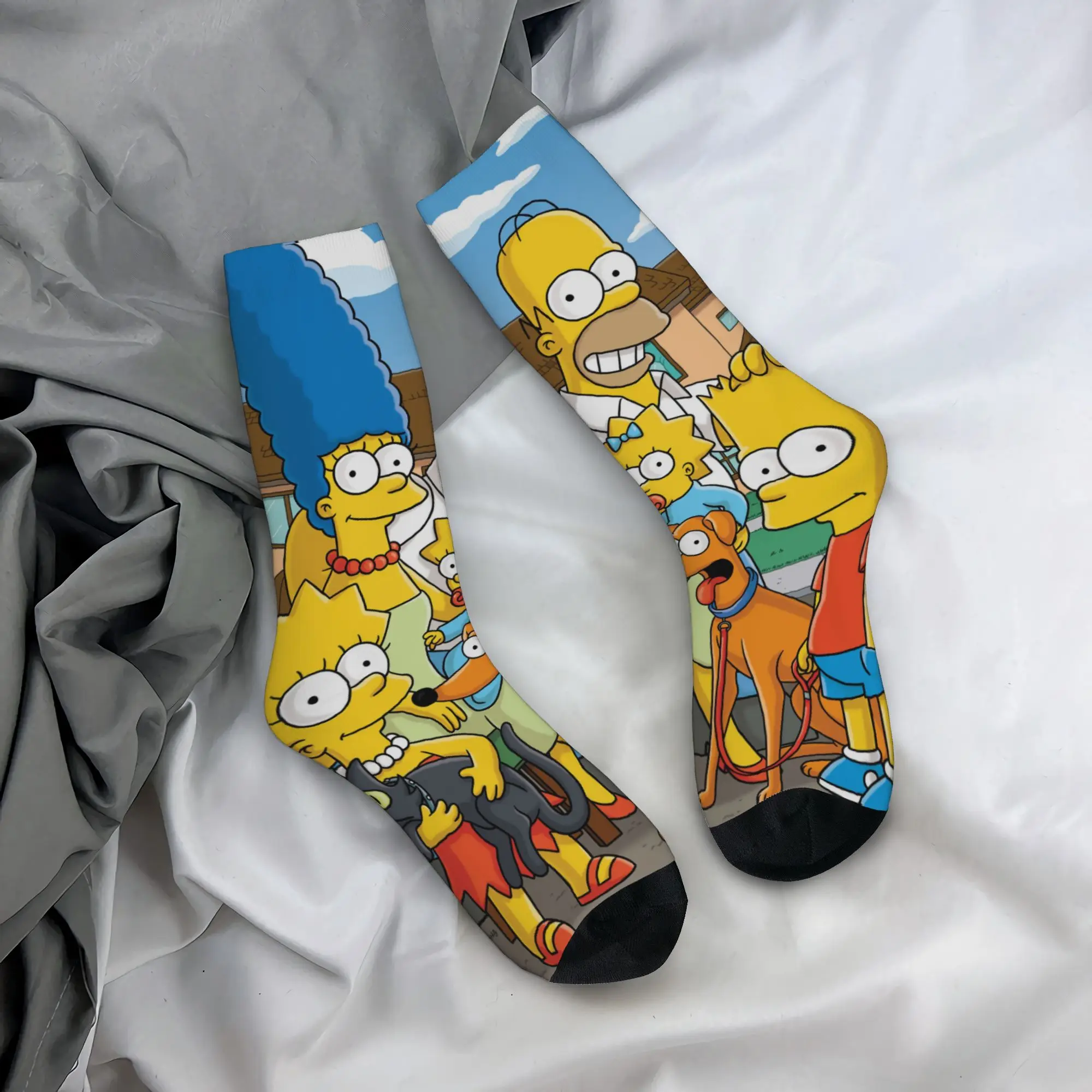 

Autumn Winter Colorful Men's Women's Cartoon S-Simpsons Socks Sweat Absorbing Basketball Socks