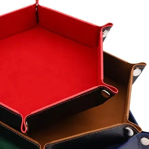 1 قطعة عالية الجودة طوي النرد صندوق صينية بولي Leather الجلود للطي مسدس عملة صينية مربعة لعبة النرد #1