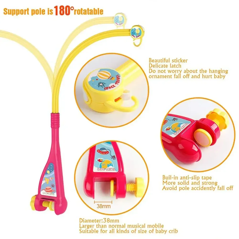 Baby Crib Mobile Hanging Bell for 0-12 Month Light Projection Rotation Bed Rattles with Music Newborns Babies Infant Toys Gifts