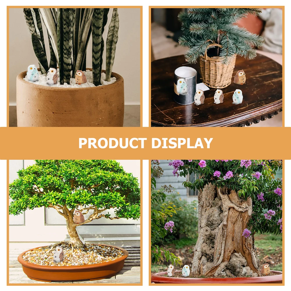 

12Pcs Resin Owl Ornament Creative Home Garden Mini Landscape Bonsai Decoration Garden Miniature Resin Miniature