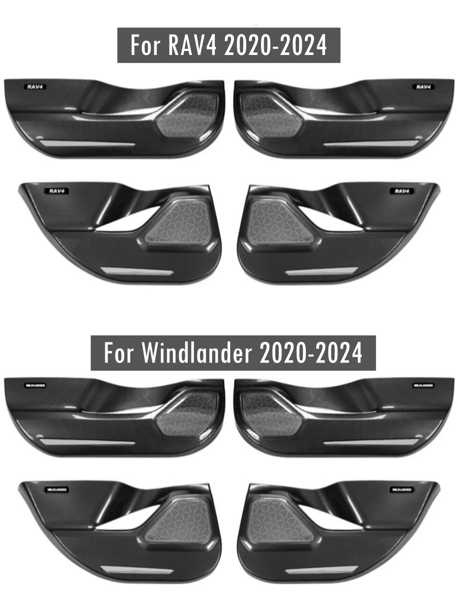 4PCS Door Anti-Kick Protection Pads Cover For Toyota RAV4 & Wildlander 2020-2024 ABS Carbonfiber Speaker Cover Door Kick Prevent