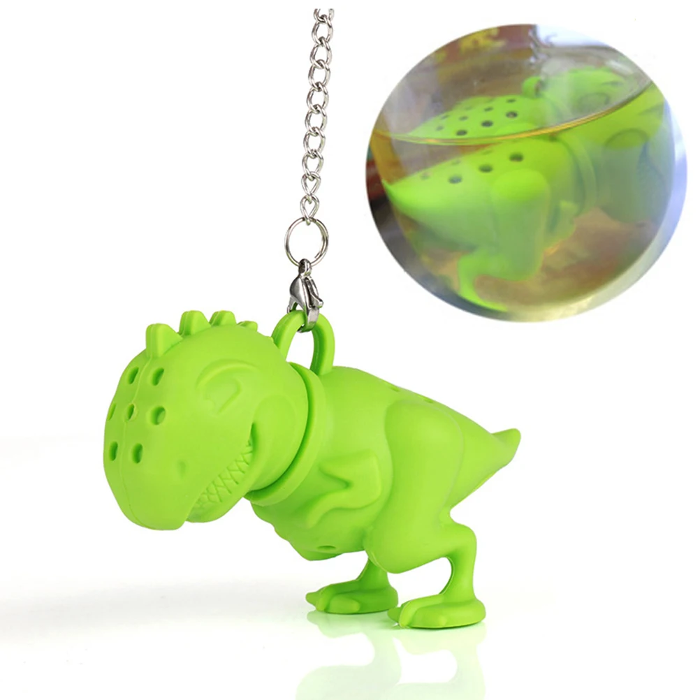 

Dinosaur Infuser Silicone Food Grade Loose Leaf Strainer Filter Diffuser Easy Clean Kitchen Gadgets Green Cartoon Design Funny