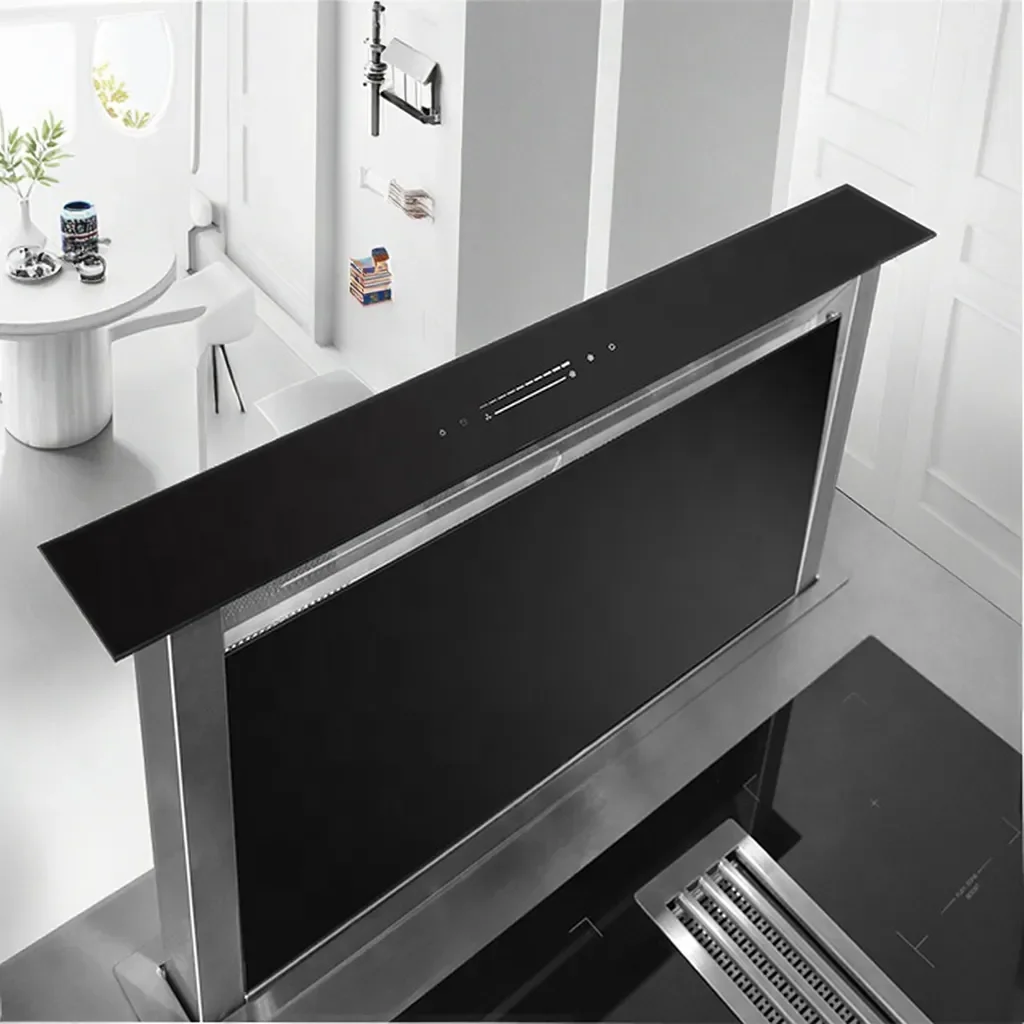 Lift range hood, built-in style, internal circulation and exhaust duct, aluminum filter+activated carbon filter