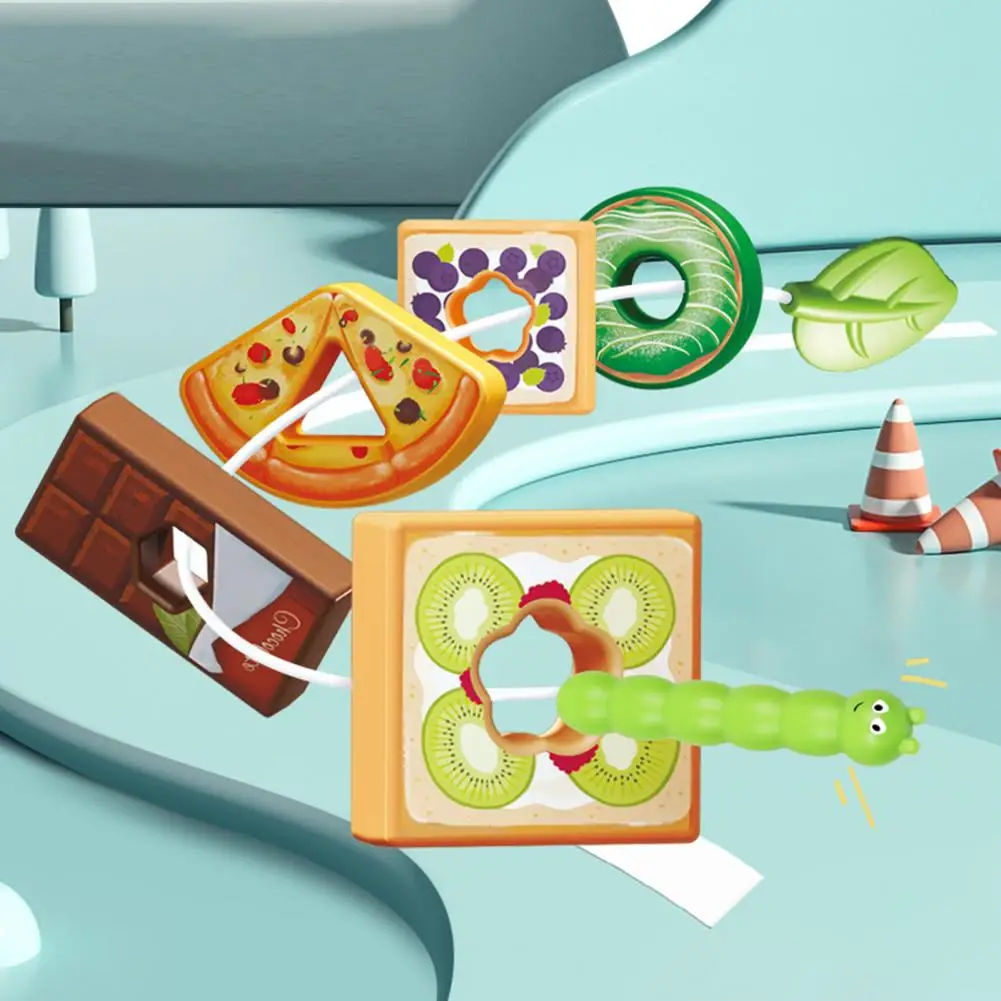 Kolorowa zabawka do sznurowania koralików Drewniana zabawka do sznurowania koralików Caterpillar dla maluchów Edukacyjna gra w sznurowanie koralików dla przedszkolaków