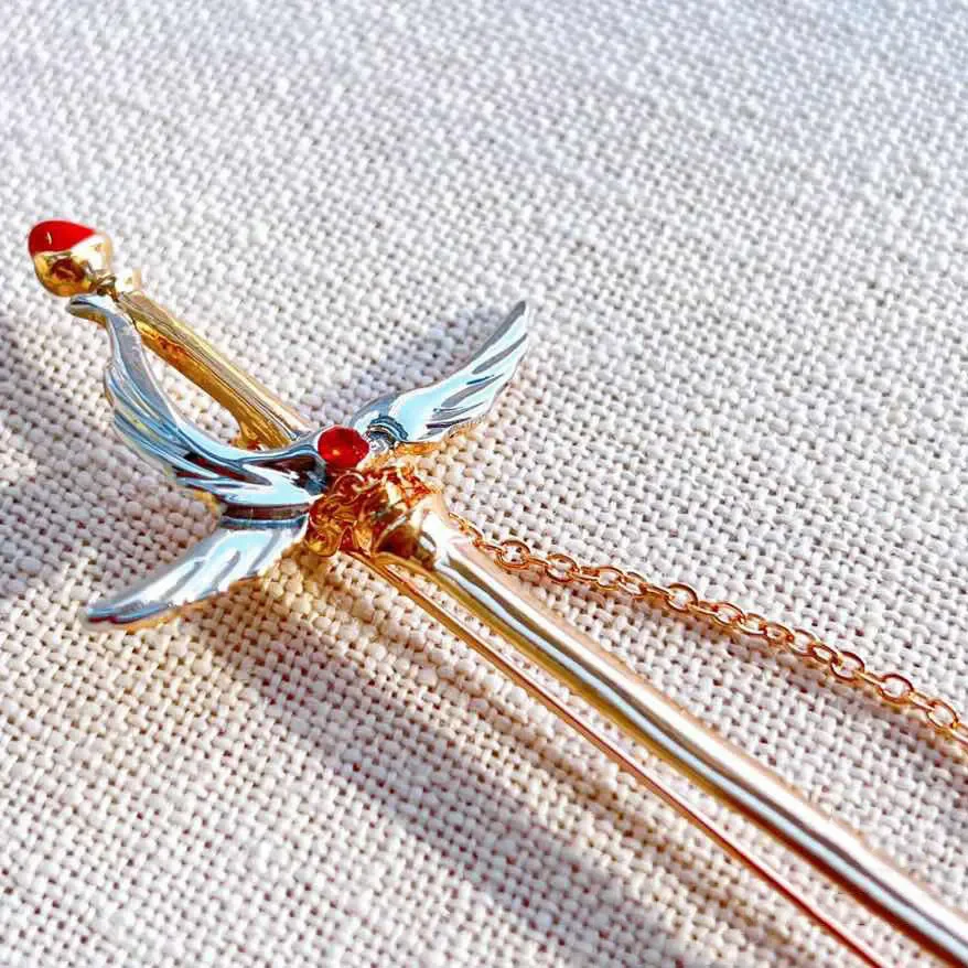 

Gorgeous Exquisite Style Gold Color Red Zircon Angel Wing Sword Brooch UNISEX High End Luxury Banquet Jewelry Brooch Accessories