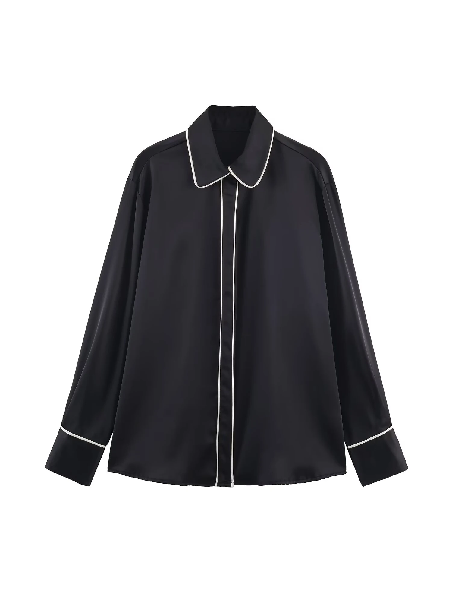 

Женские черные готические рубашки поло с воротником-поло, блузки Y2k, винтажные элегантные эстетические атласные рубашки 2000-х годов с длинными рукавами, одежда весна-осень