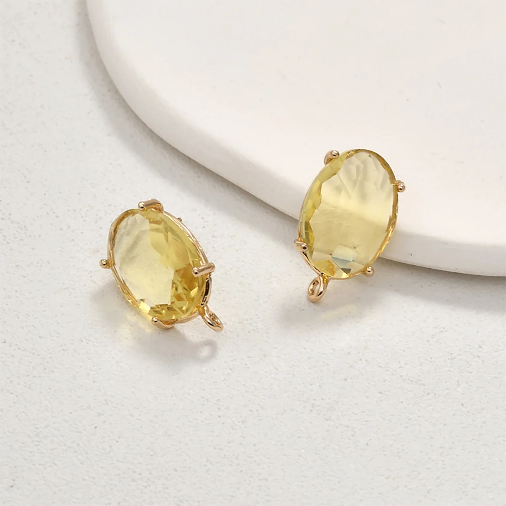 14pcs/lot Clear Crystal Large Oval Facet Gold-plated Hand bracelet DIY Necklace Earring Jewelry Supplies