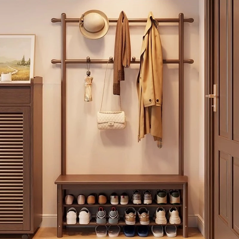 Wood Bedroom Clothes Rack Place Saving Floor Standing Women Display Clothes Rack Luxury Unique Perchero De Pie Home Furniture