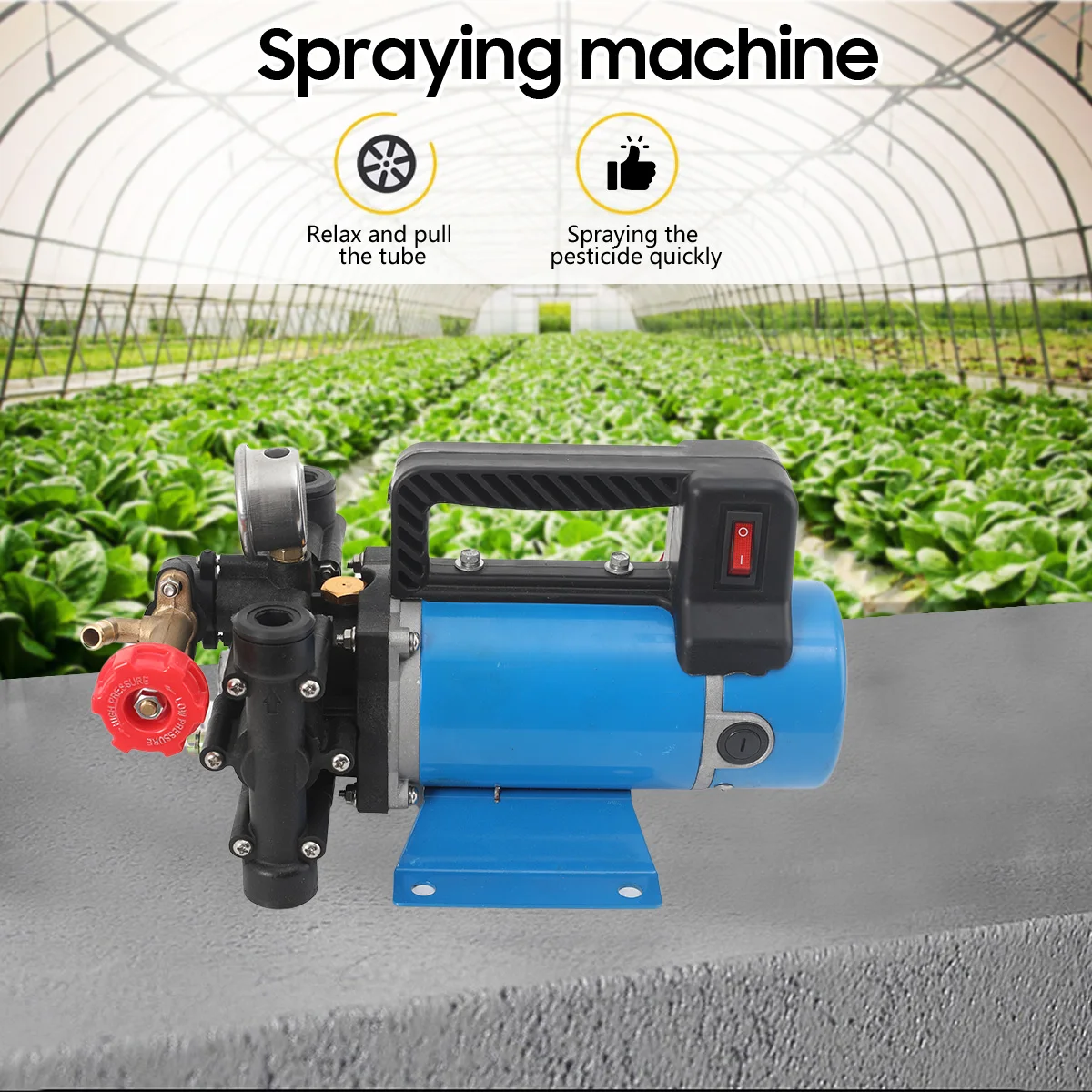 Landwirtschaftliche elektrische Hochdruckpumpe, 24 V, 16 l/min, Doppelzylinder-Kolbenpumpe, Sprühen, Bewässerung, Autowaschanlage, Pestizidsprüher – Detail 2