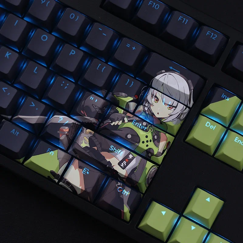 108 tasti/Set Zenless Zone Zero Anby Demara PBT Keycaps Anime Game Girl Key caps altezza ciliegia per tastiere meccaniche fai da te