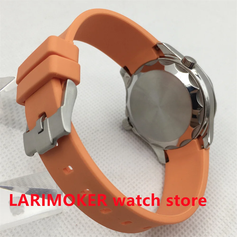 41Mm Vô Trùng Màu Trắng NH35A Đồng Hồ Nam Tự Động Kính Sapphire Gốm Ốp Viền Đơn Hướng Quay Vòng Cao Su Màu Cam Ban Nhạc