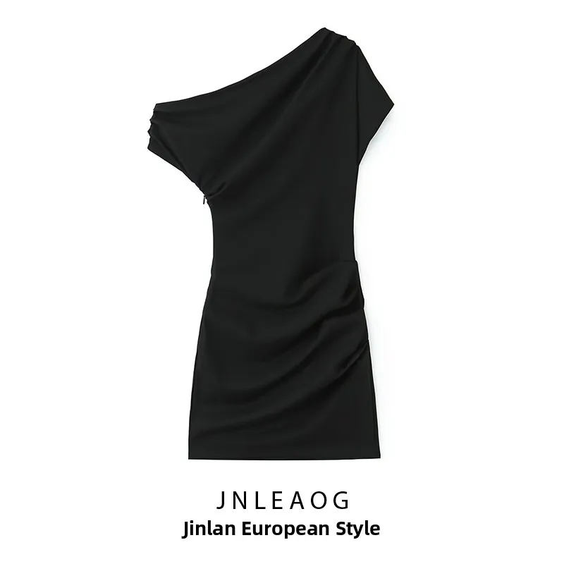 JNLEAOG خريف جديد تصميم Faion غير متماثل ort Dr Elegance Wind للسيدات قطع مستقيمة من ألياف البوليستر ort Sve Slim... #1