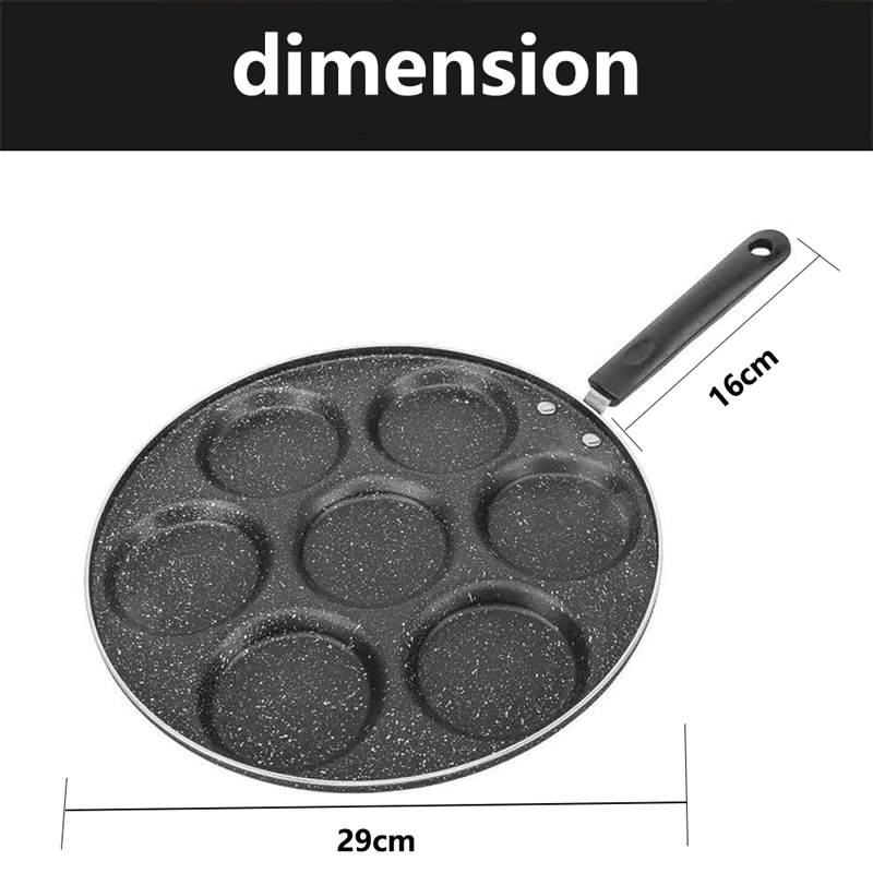 Bratpfannen, 7 Tassen, Pfannkuchen, Bratpfannen, Frühstücks-Eierpfanne, antihaftbeschichtete Pfanne, Löcher zum Kochen von Ei, Schinkenpfannen, Pfannkuchen-Maker, Pfanne, Kochgeschirr