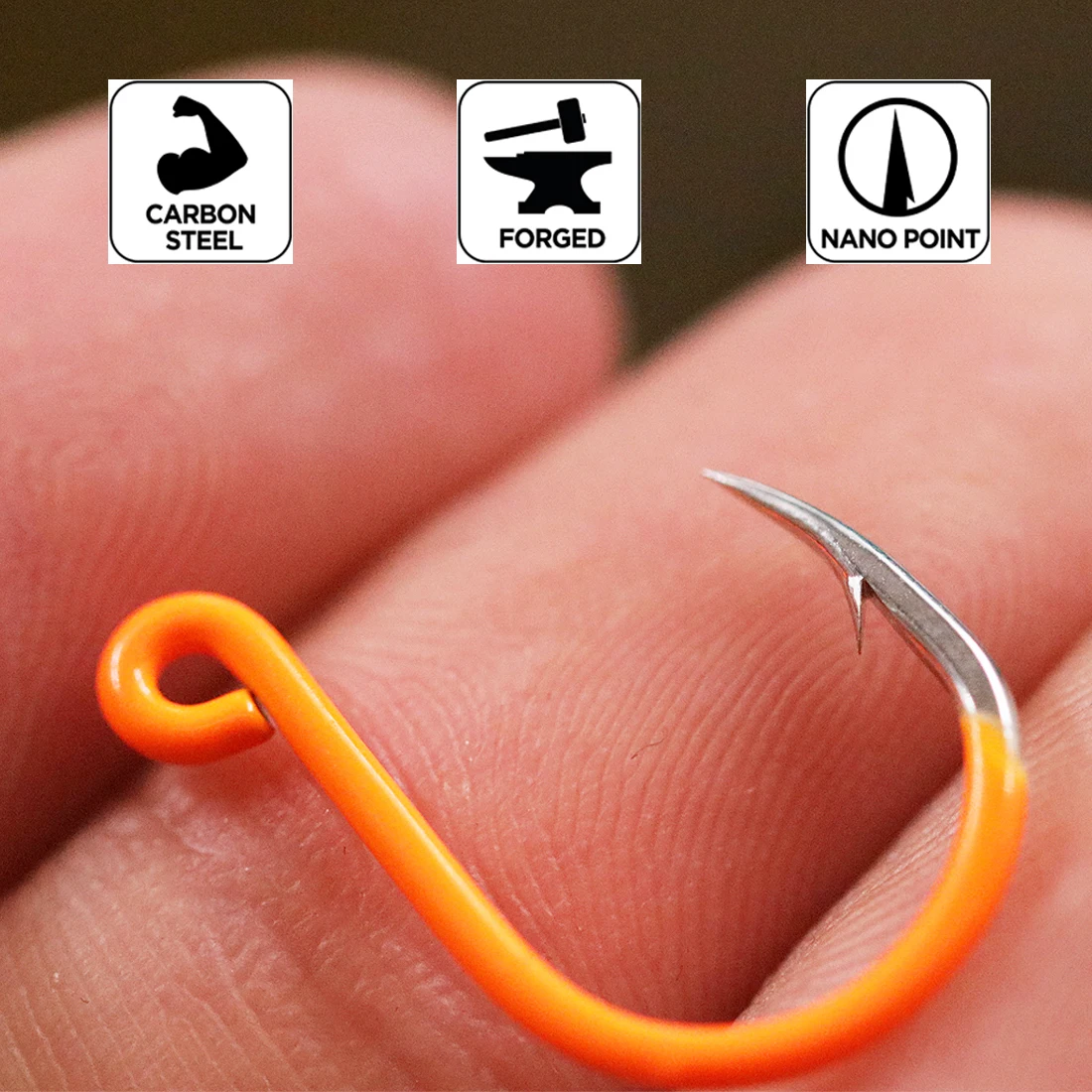FishTrip Fishing Inline Single Circle Hook High Carbon Steel Fishing Lure Hook Big Eye UV Orange Plated Jiging Hook Saltwater - Image 6