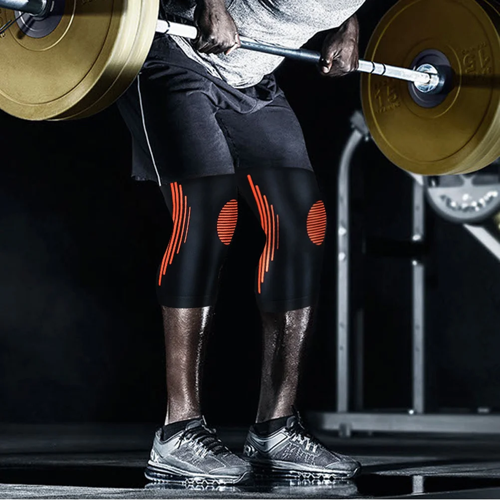 

Compression Knee Brace Support Pad Injury Recovery Size M Black Orange Breathable Wearproof Protector Brace for Running Football