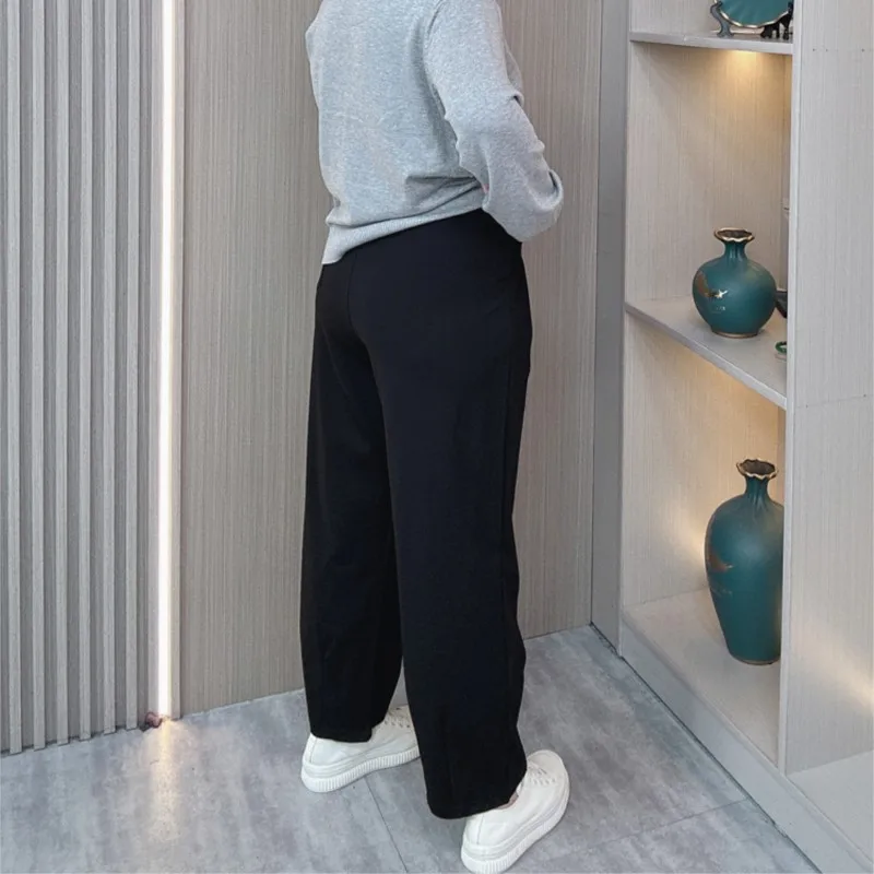 Pantalones rectos sueltos para mujer, pantalón de pierna ancha informal de cintura alta, talla grande, principios de otoño, nuevo, F414