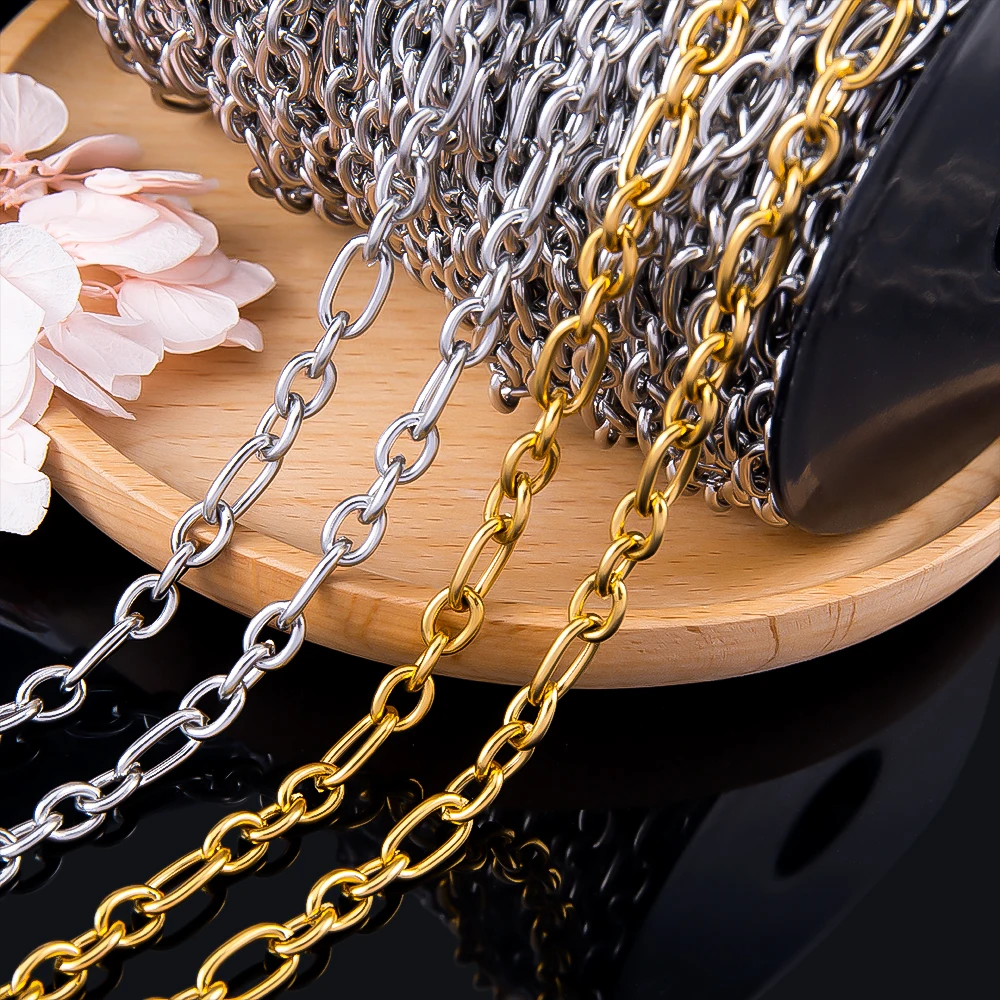 0.5Meter 1Meter Stainless Steel Round Cross Open Ring Chain for DIY Necklace Bracelet Jewelry Making Body Chain image 2