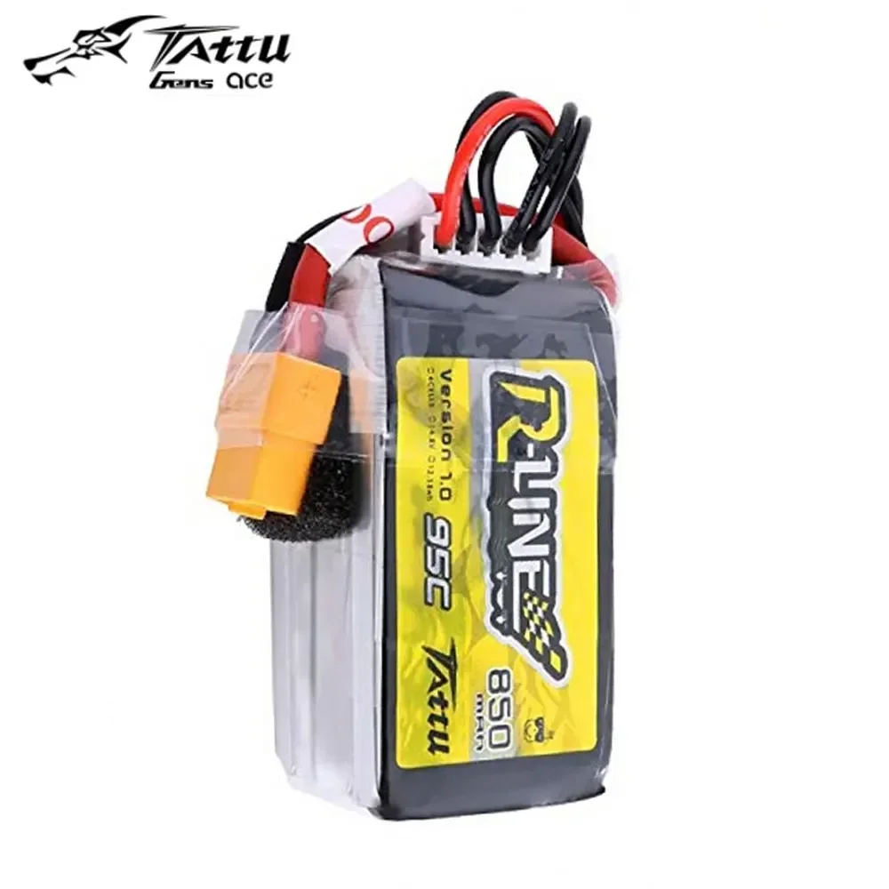 Tattu R-Line 1.0 LiPo 850mAh 1050mAh 14.8V 22.2V 95C 4S 6S1P Lipo Battery Pack With XT60 Plug for RC FPV Racing Drone Quadcopter