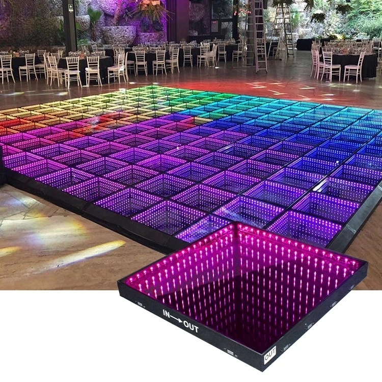 MOWL Stage Lights Tempered Glass Magnetic Infinity Mirror Panel 3d Effect DMX LED Dance Floor for Wedding Party