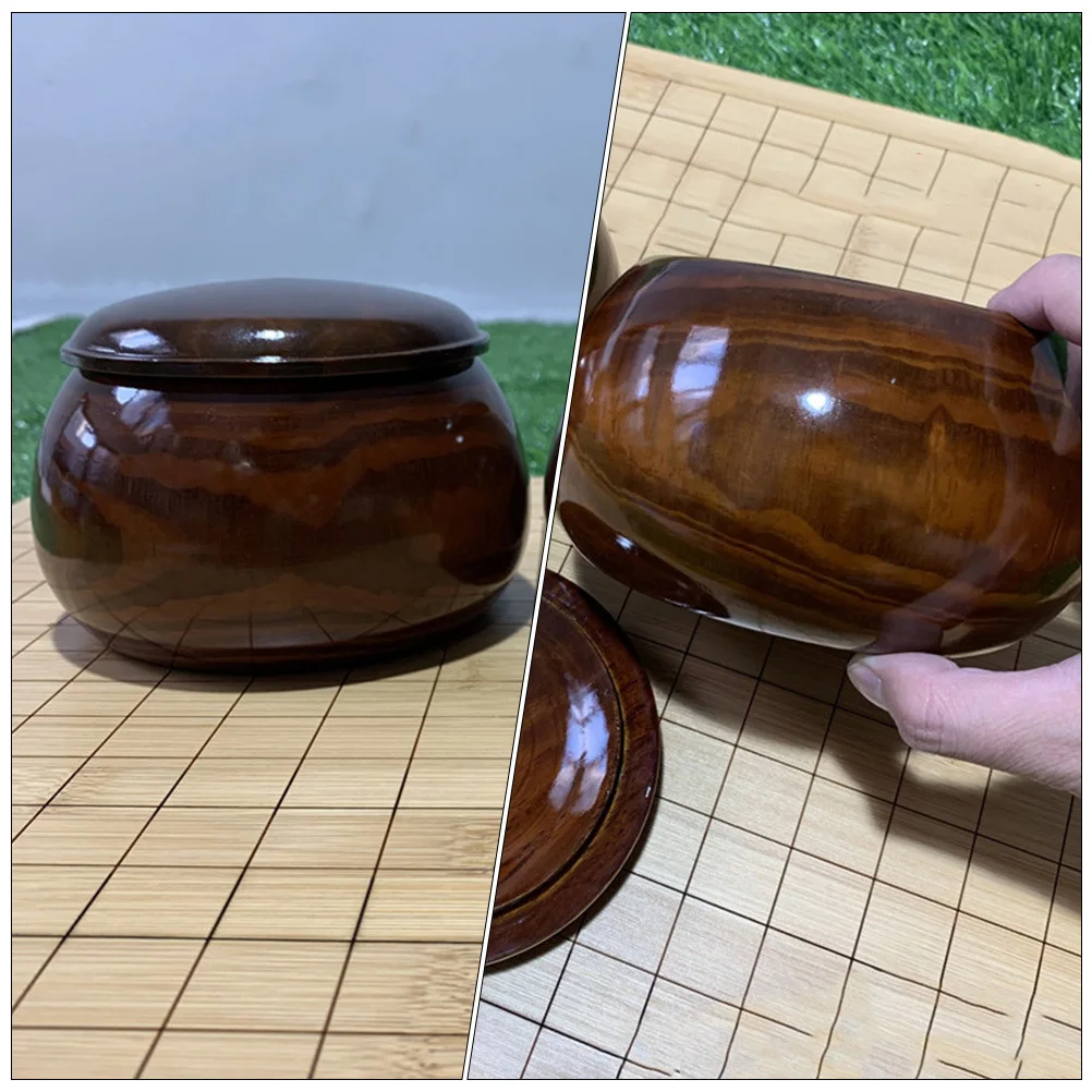 

Wooden Storage Chess Pieces Container With Lid Lightweight Portable Bowl For White Stones Holder Snack Jewelry Can Go