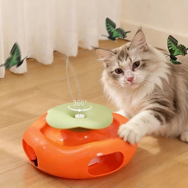 

Умная электрическая игрушка для кошек: серия Good Luck Peanut, автоматическая вращающаяся игрушка-трек с бабочками, интерактивная развивающая доска-головоломка