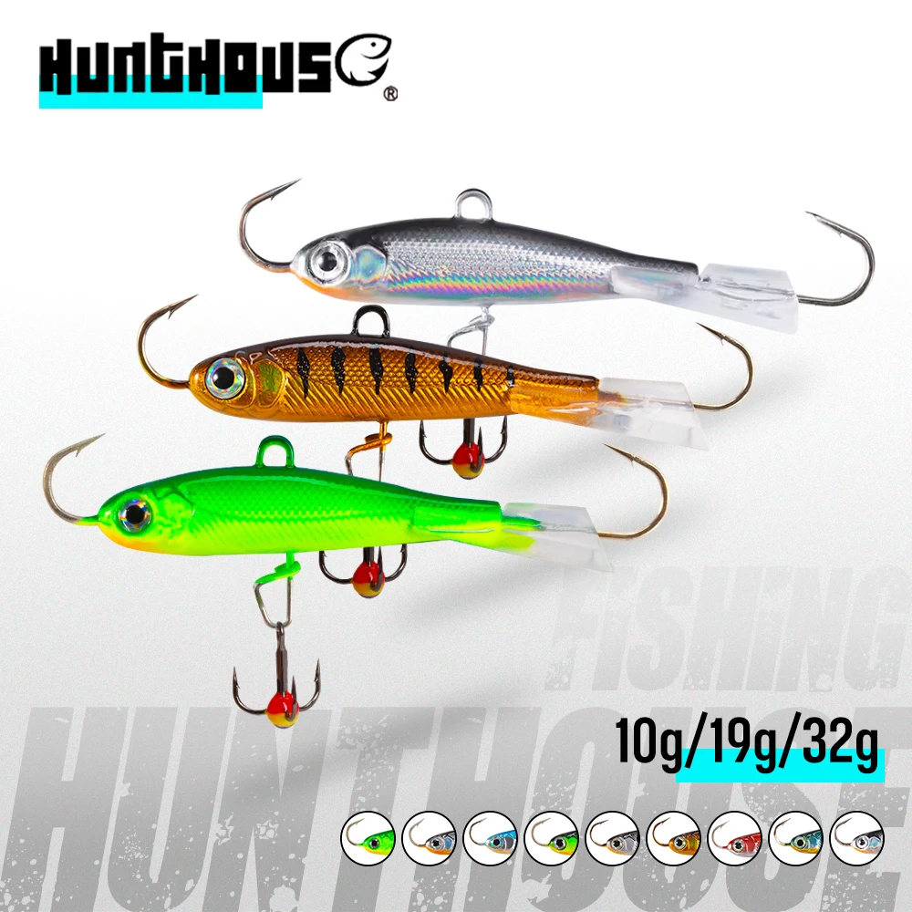 Hunthouse Winter Ice Fishing Lure 3PCS 50mm/10g 65mm/19g 75mm/32g Sinking Wobblers VIB Vibration Bait For Bass Pike Perch LW812
