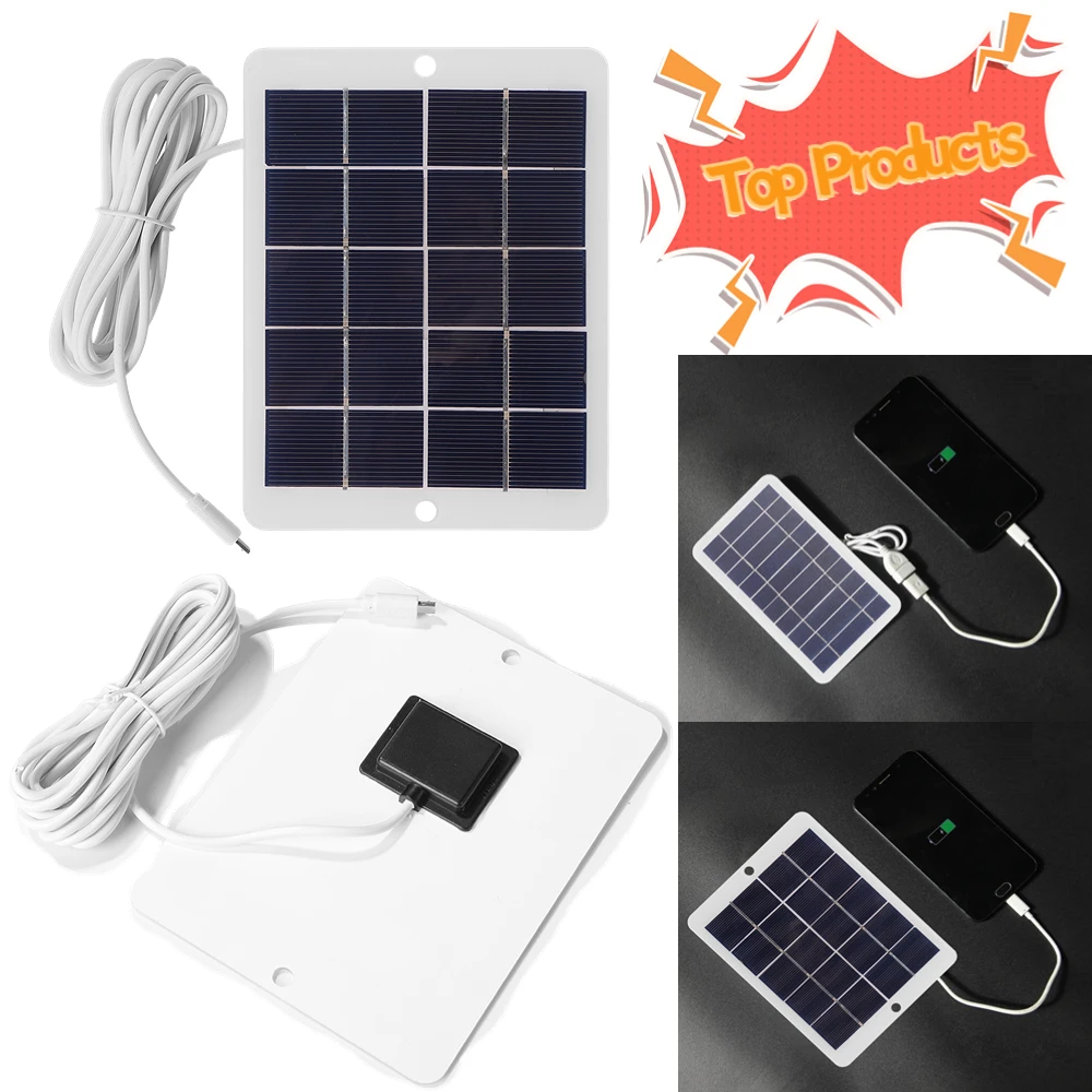 USB Solar Charger Panel 5V 2W 400mA Portable Solar Panel Output USB Outdoor Portable Solar System for Cell Mobile Phone Chargers 