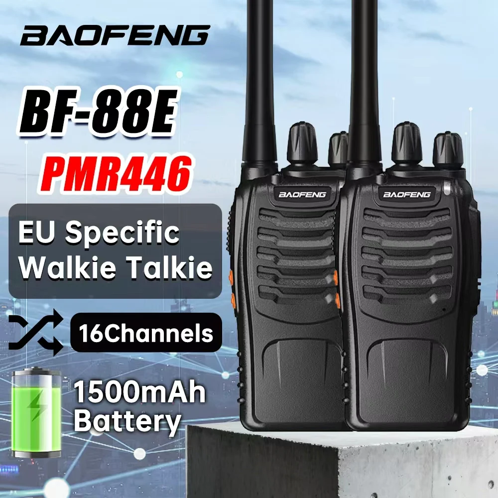 Baofeng BF-88E PMR446MHz Portable Two Way Radio 16 Channels 1500mAh Battery USB Charger Earpiece for Outdoor Adventure Family Co