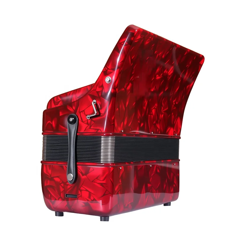 OEM High Quality Professional 30 Keys 48 Bass 3 Registers Red Blue Celluloid Wood Portable Piano Keyboard Accordion Chromatic view 3