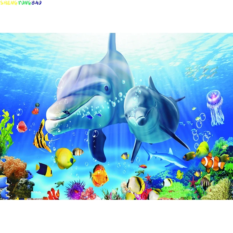 Children Birthday Photography Backdrops Ocean World Baby Newborn Portrait Photo Background Studio Props 2193 HHY-02